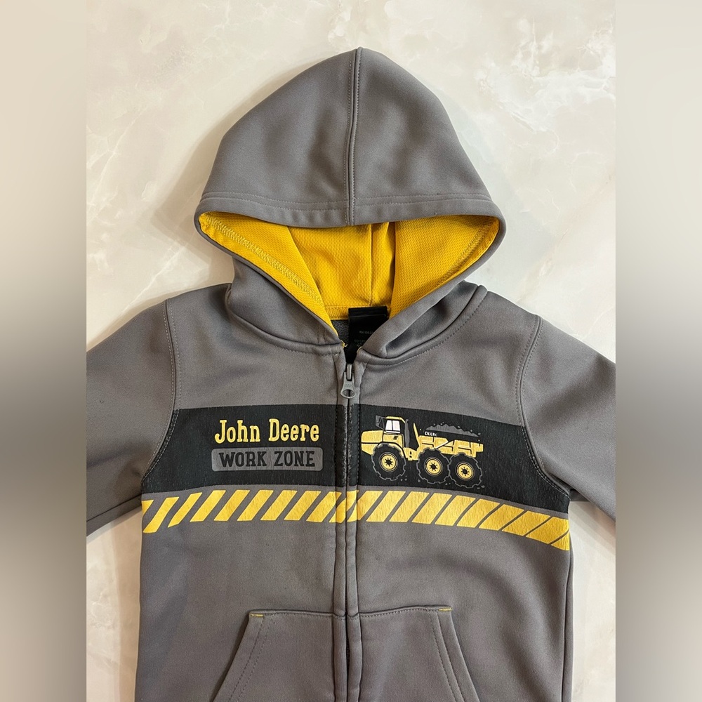 John Deere Toddler Child 4T Work Zone Tech Fleece Full Zip Hoodie Sweater Coat